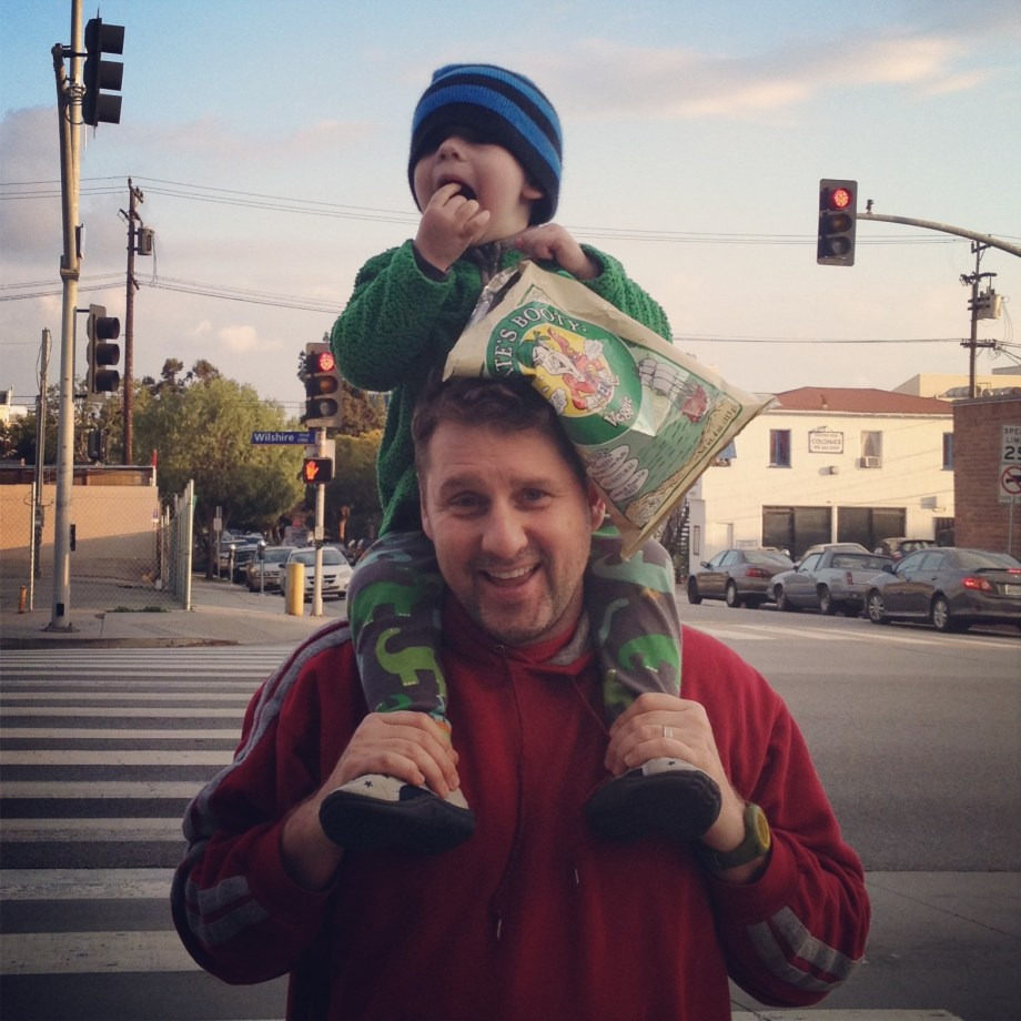 Walk and snack before movie time.